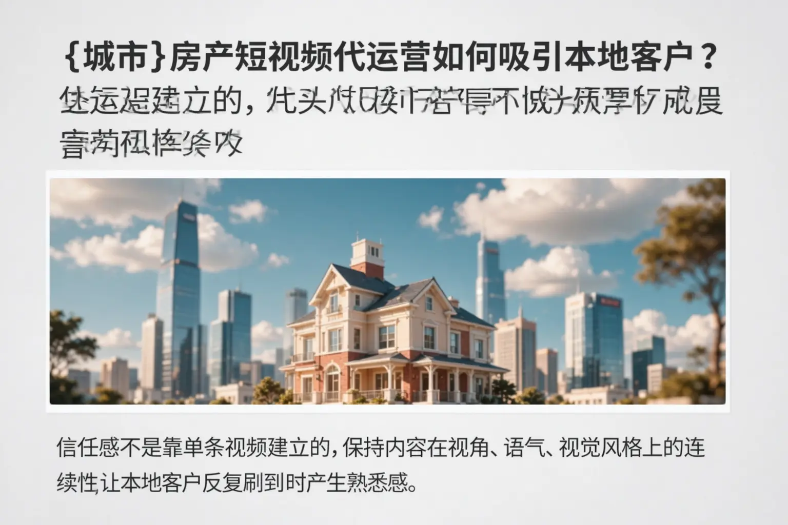 新北房产短视频代运营如何吸引本地客户?